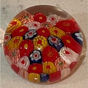 Millefiori Paperweight 2” Art‎ Glass Round Dome Colorful Floral Garden Vintage